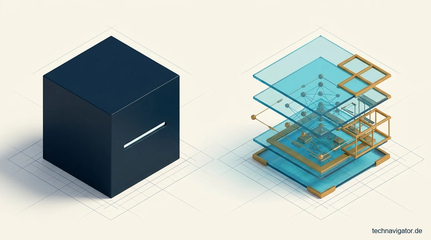 Direkter Architekturvergleich zwischen versiegeltem Blackbox-Monolith und transparenter Open-Weights-Matrix