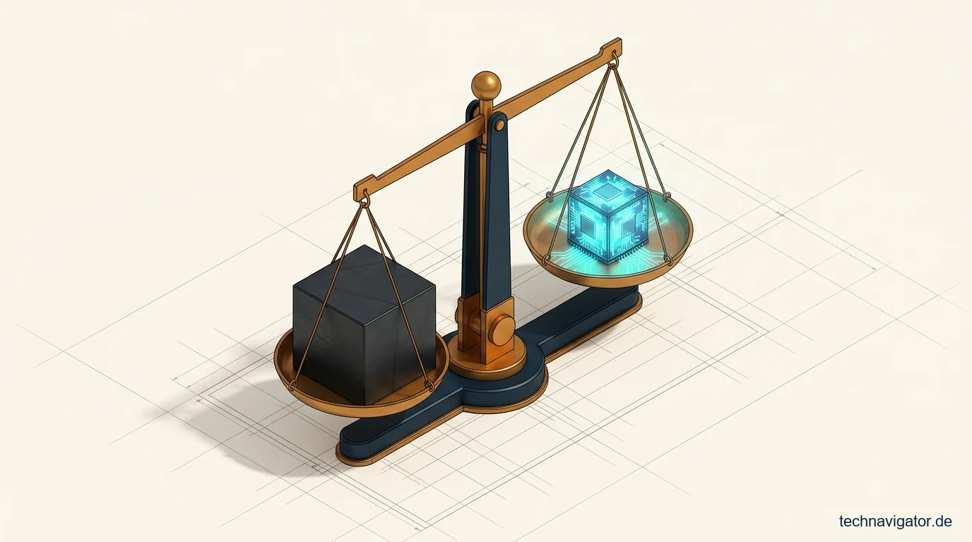 Mechanische Präzisionswaage aus Messing und Titan im Vergleich zwischen Monolith und kompaktem Prozessorkubus