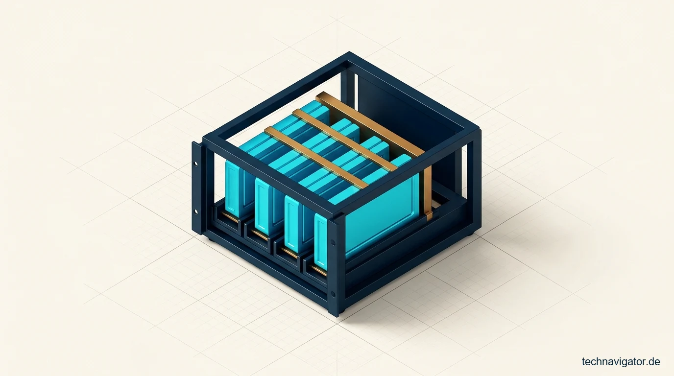 Hochdichtes Open-Weights-Tensor-Rechenrack mit vier modularen Speicherkassetten und Hochgeschwindigkeitsbrücken