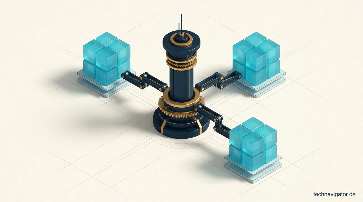 Zentraler Multi-Cloud-Control-Plane-Turm mit starrer Kopplung an drei verteilte Kubernetes-Cluster