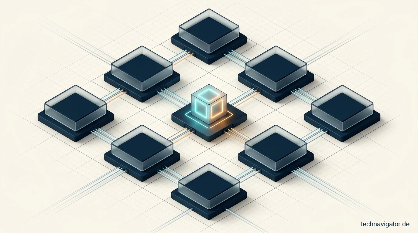 Dezentrale Blockchain-Knoten-Architektur zwischen Durchsatz und Konsens-Sicherheit
