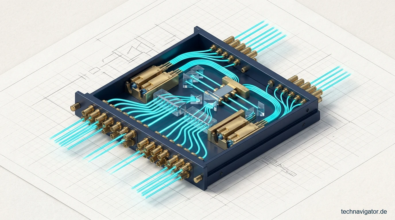 Optisches DWDM-Wellenlängenmultiplexing-Modul mit leuchtenden Glasfaserbündeln und Prismensplittern