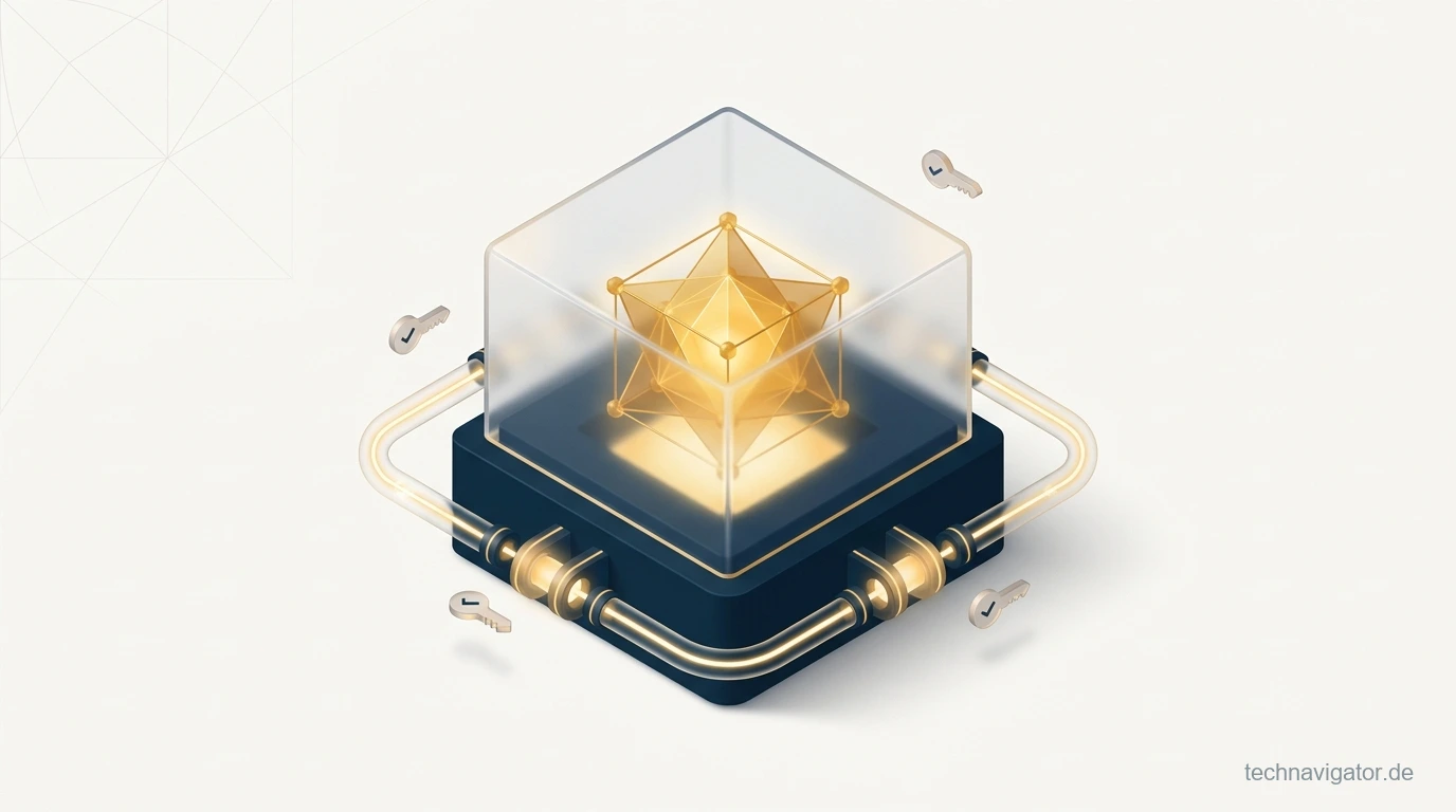 Post-Quantum-Kryptographie und Hardware-Security-Module-Tresor Architektur-Illustration