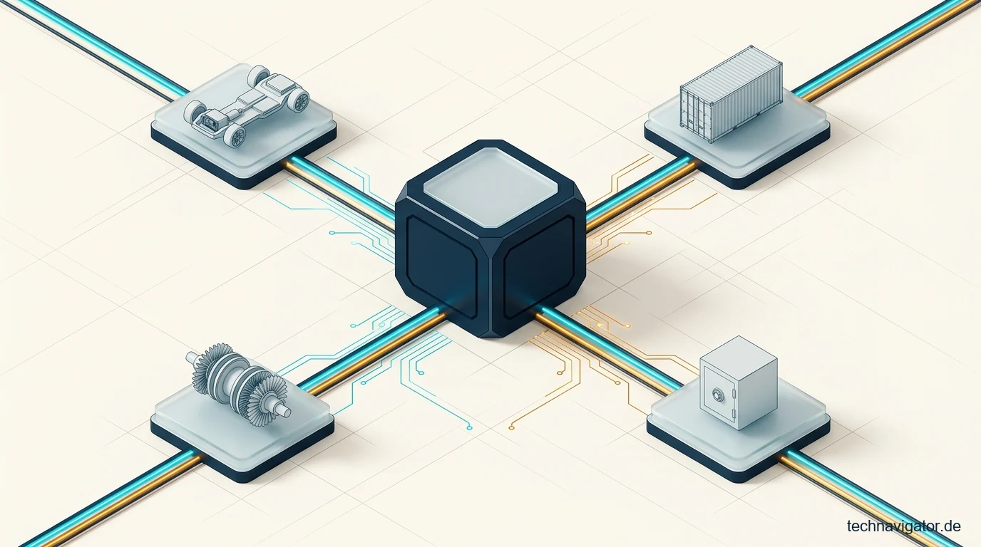 Industrielle Blockchain-Konsortien und vernetztes Enterprise-Ökosystem Architektur-Illustration